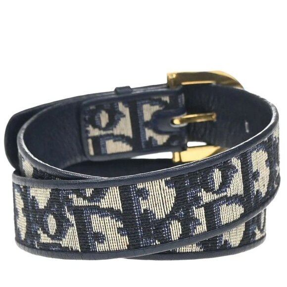 Dior Christian Belt Trotter Logo 65 Navy Canvas Leather main image 9